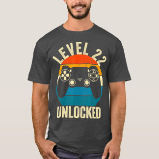T-shirt Niveau 22 Déverrouillé Jeu vidéo 22e Anniversaire