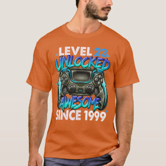 T-shirt Niveau 23 Débloqué Incroyable Depuis 1999 23e Anni