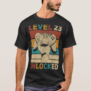 T-shirt Niveau 23 Déverrouillé 23e anniversaire Jeu âgé de