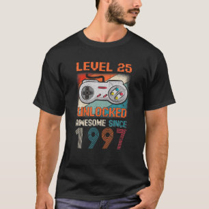 T-shirt Niveau 25 Anniversaire Déverrouillé 25 Ans Awesome