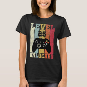T-shirt Niveau 25 Jeu vidéo déverrouillé 25e anniversaire