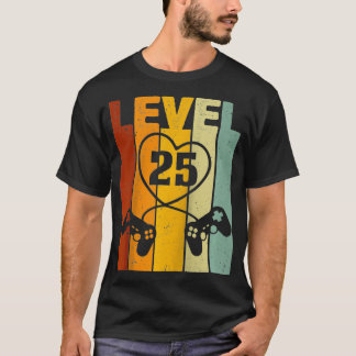 T-shirt Niveau 25 Meilleur cadeau pour Gamer Couple 25e Ma