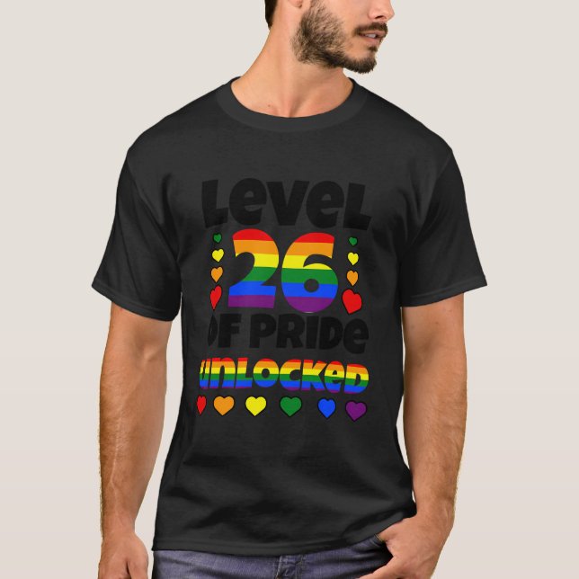 T-shirt Niveau 26 De Fierté Déverrouillé Arc-En-Ciel Lgbt  (Devant)