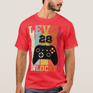T-shirt Niveau 28 Déverrouillé Vidéo amusante 28e annivers