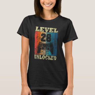 T-shirt Niveau 28e anniversaire déverrouillé Vintage pour
