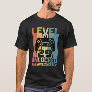 T-shirt Niveau 29 Déverrouillé Anniversaire Joueur stupéfi