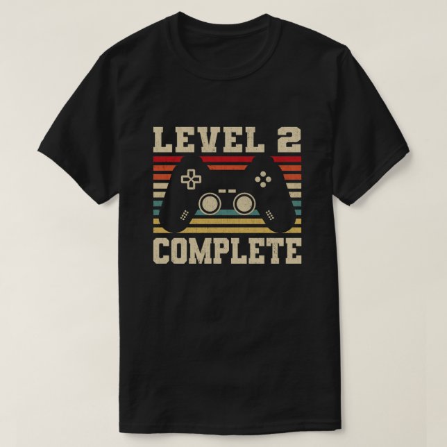 T-shirt Niveau 2 Complet 2e anniversaire de jeu vidéo (Design devant)