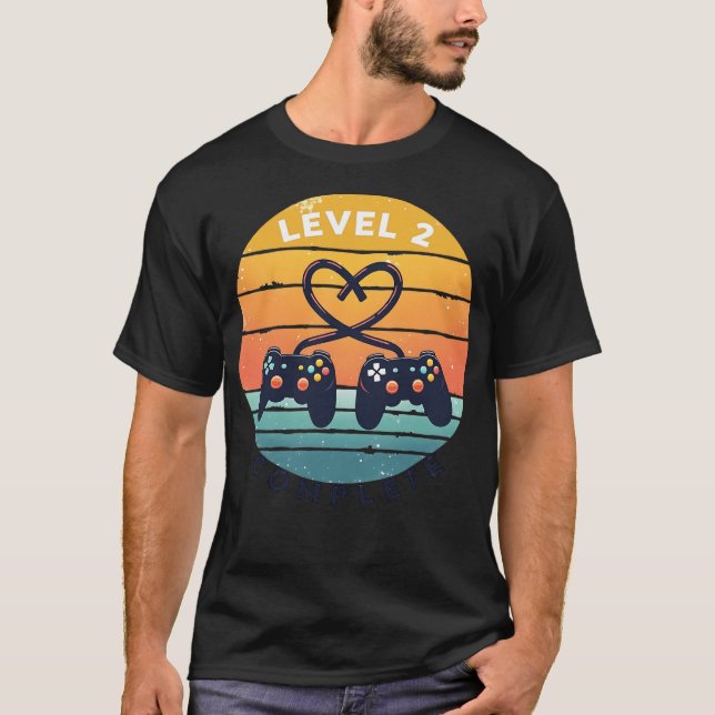 T-shirt Niveau 2 Complet - 2e anniversaire Mariage Cadeau  (Devant)