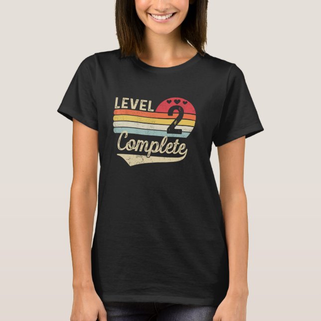 T-shirt Niveau 2 terminé 2e anniversaire de mariage 2 ans  (Devant)