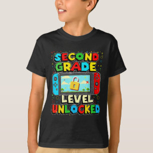 T-shirt Niveau 2e année débloqué Drôle de joueurs Garçons