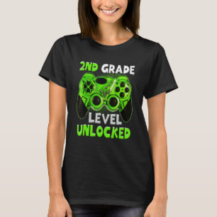 T-shirt Niveau 2e année débloqué Graphique Video Gamer Dos