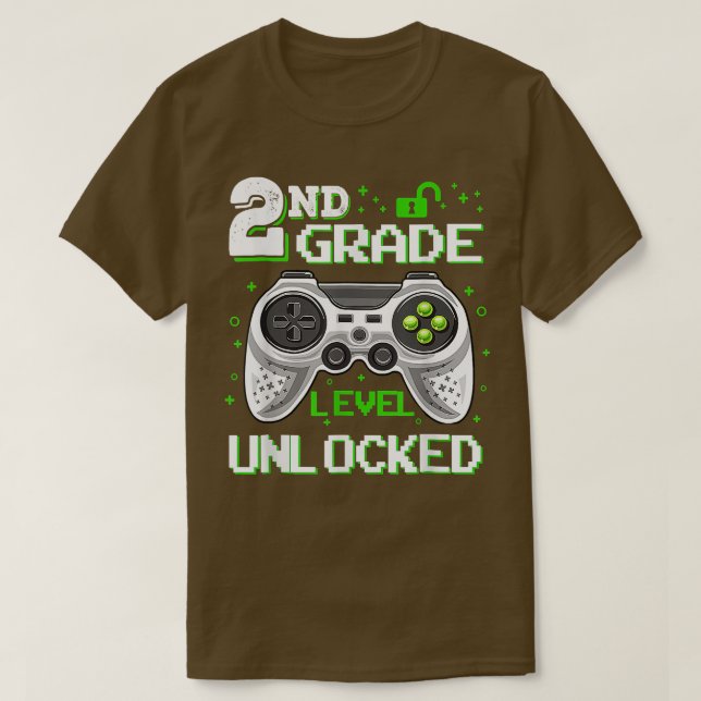 T-shirt Niveau 2E Année Déverrouillé Retour À L'École Jeu  (Design devant)