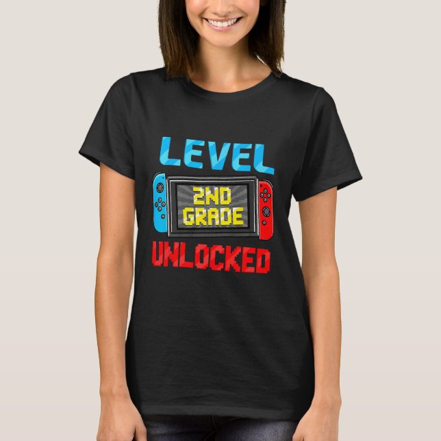 T-shirt Niveau 2E Année Déverrouillé Retour À L'École Prem (Devant)