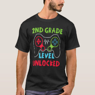 T-shirt Niveau 2e année Gamer débloqué Premier jour d'écol