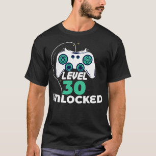 T-shirt Niveau 30 débloqué anniversaire visuel de Gamer