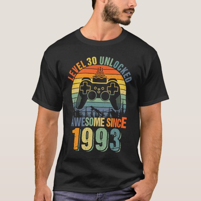 T-shirt Niveau 30 Déverrouillé 30e Anniversaire Joueur 199 (Devant)