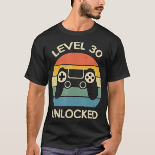 T-shirt Niveau 30 Déverrouillé 30e Jeu Anniversaire Vidéo 