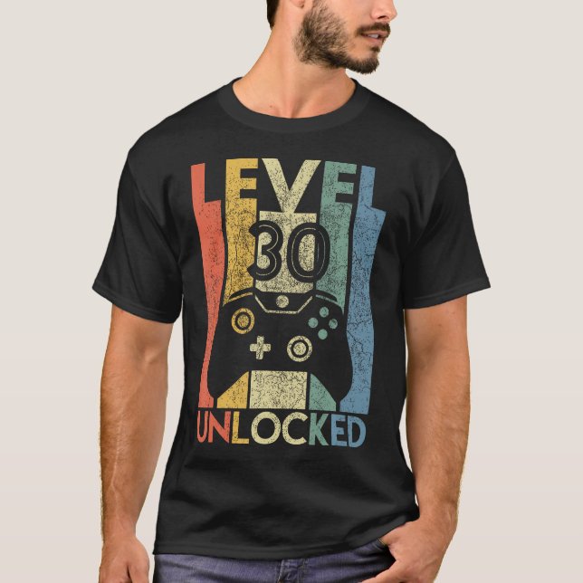 T-shirt Niveau 30 Déverrouillé Chemise Funny Video Gamer 3 (Devant)
