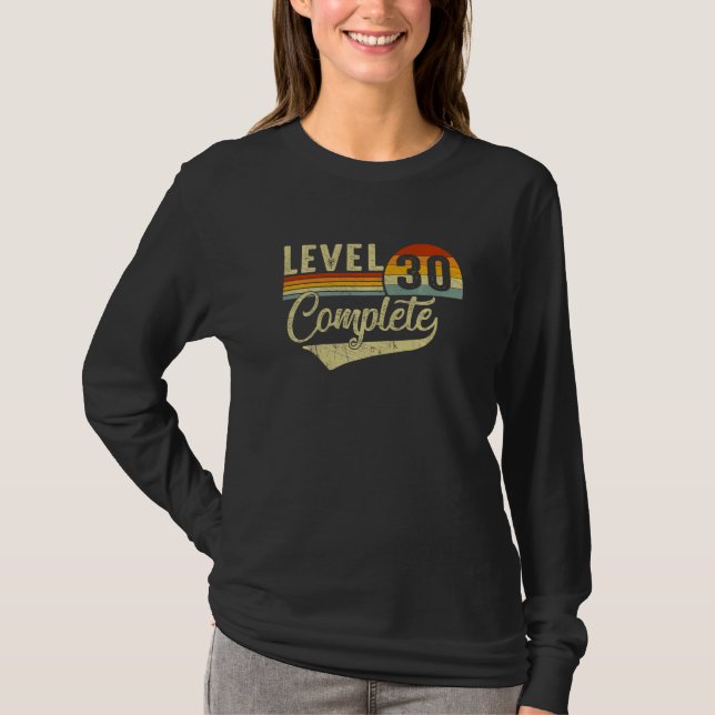 T-shirt Niveau 30 Gamers Vidéo Rétro Complets Couple 30e A (Devant)