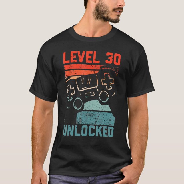 T-shirt Niveau 30 Jeu vidéo déverrouillé 30e anniversaire  (Devant)