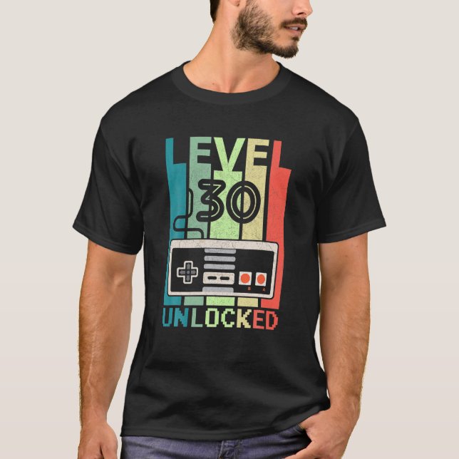 T-shirt Niveau 30 Jeu vidéo déverrouillé Cadeaux de 30e an (Devant)