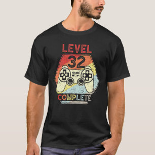T-shirt Niveau 32 Gamer vidéo complet 32e anniversaire Hom