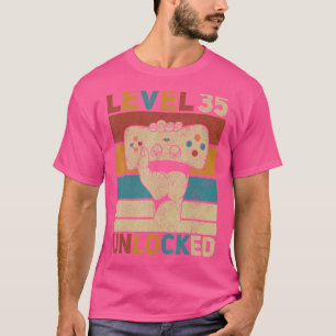 T-shirt Niveau 35 Déverrouillé 35e anniversaire Joueur âgé