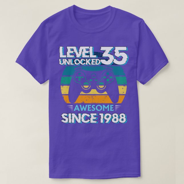 T-shirt Niveau 35 Déverrouillé Awesome 1988 35e Anniversai (Design devant)