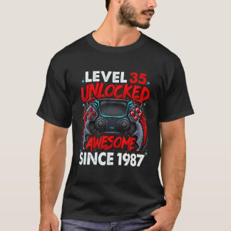T-shirt Niveau 35 Déverrouillé Étonnant Depuis 1987 35E An