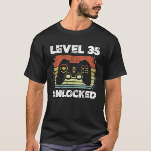 T-shirt Niveau 35 Jeu vidéo déverrouillé 35e anniversaire