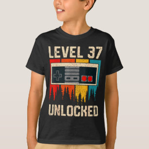 T-shirt Niveau 37 débloqué Manette de jeu vidéo Anniversai