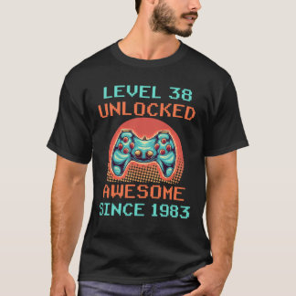 T-shirt Niveau 38 Déverrouillé Awesome 1983 jeu vidéo 38e,