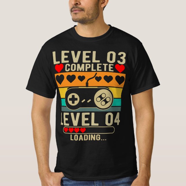 T-shirt Niveau 3 Terminé 3ème Mariage Jeu d'anniversaire (Devant)