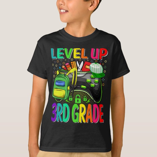 T-shirt Niveau 3e année Retour à l'école Déverrouillé (Devant)