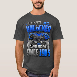 T-shirt Niveau 40 Débloqué Incroyable Depuis 1985 40e Anni