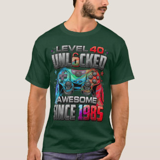 T-shirt Niveau 40 Débloqué Incroyable Depuis 1985 40e Anni