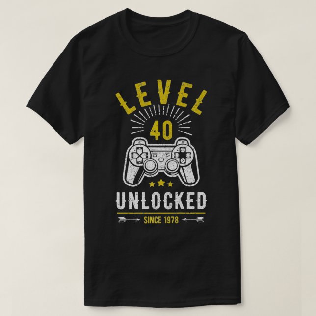 T-shirt Niveau 40 Déverrouillé T 40e Anniversaire Gamer 40 (Design devant)