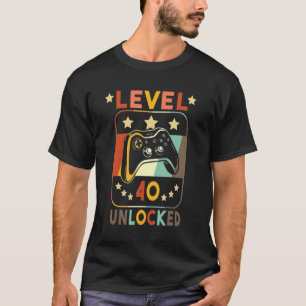 T-shirt Niveau 40 Gamer vidéo complet 40e anniversaire Idé