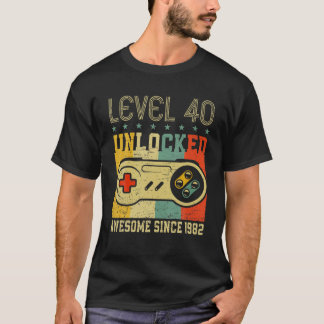 T-shirt Niveau 40 Jeu vidéo déverrouillé 40 ans 40 Birt