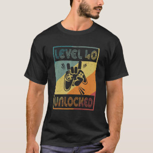 T-shirt Niveau 40 Jeu vidéo déverrouillé 40e anniversaire