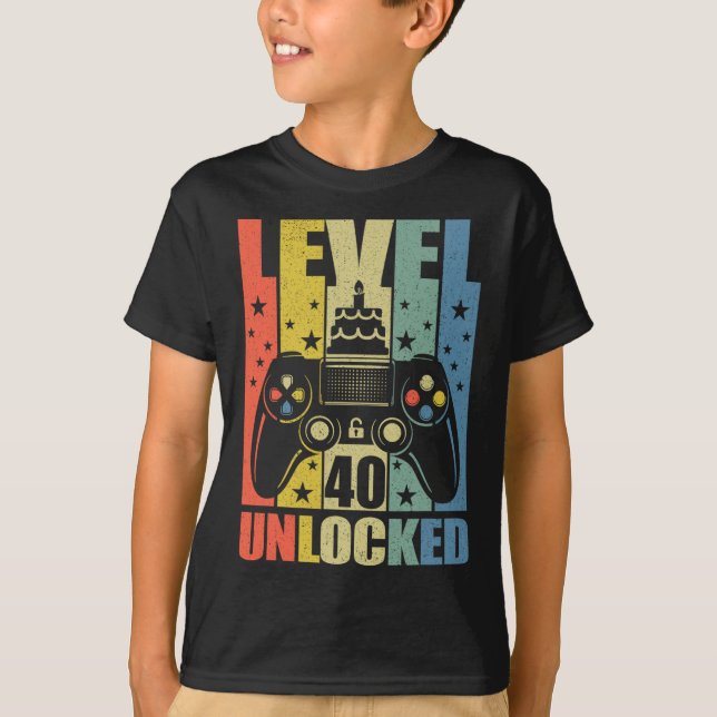 T-shirt Niveau 40 Jeu vidéo déverrouillé Jeu 40e Anniversa (Devant)