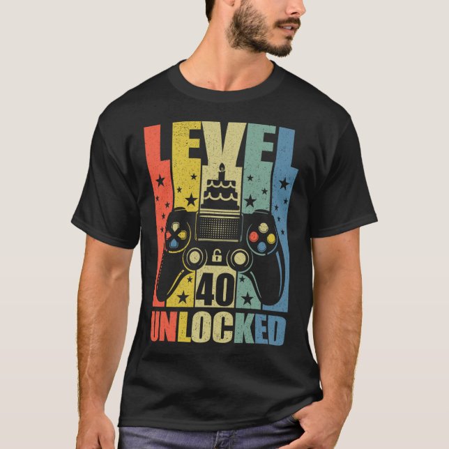 T-shirt Niveau 40 Jeu vidéo déverrouillé Jeu 40e Anniversa (Devant)