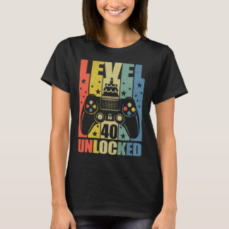 T-shirt Niveau 40 Jeu vidéo déverrouillé Jeu 40e Anniversa