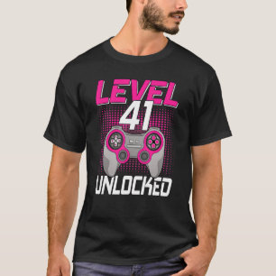 T-shirt Niveau 41 Déverrouillé 41e Anniversaire Jeu 41 Ans