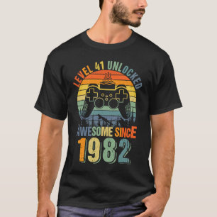 T-shirt Niveau 41 Déverrouillé 41e Anniversaire Joueur 198