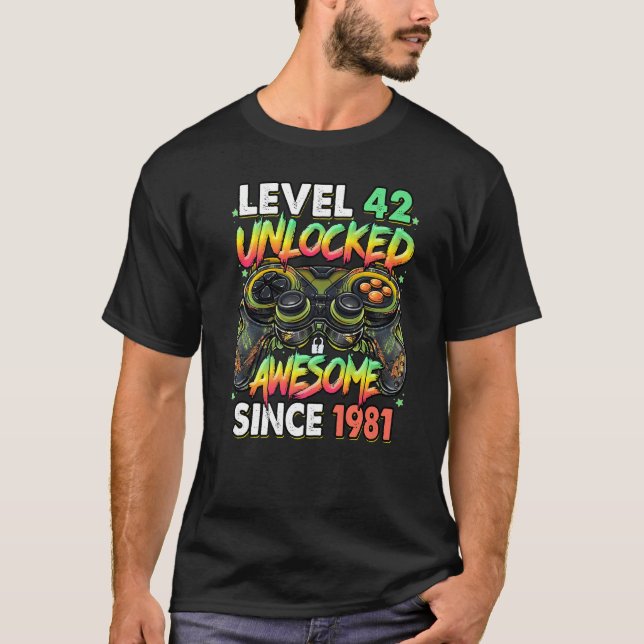 T-shirt Niveau 42 Déverrouillé stupéfiant depuis 1981 42e  (Devant)