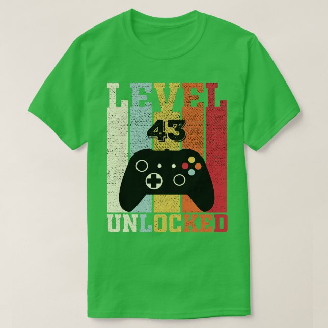 T-shirt Niveau 43 Déverrouillé Vidéo amusante 43e cadeau d (Design devant)