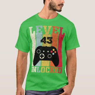 T-shirt Niveau 43 Déverrouillé Vidéo amusante 43e cadeau d