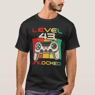 T-shirt Niveau 43 Vidéogamer Déverrouillé Né En 1978 43 An