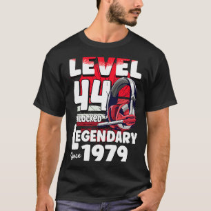T-shirt Niveau 44 ans Déverrouillé depuis 1979 44th Gamer